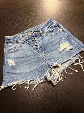 wild fable Light Blue Distressed High-Rise Jean Shorts